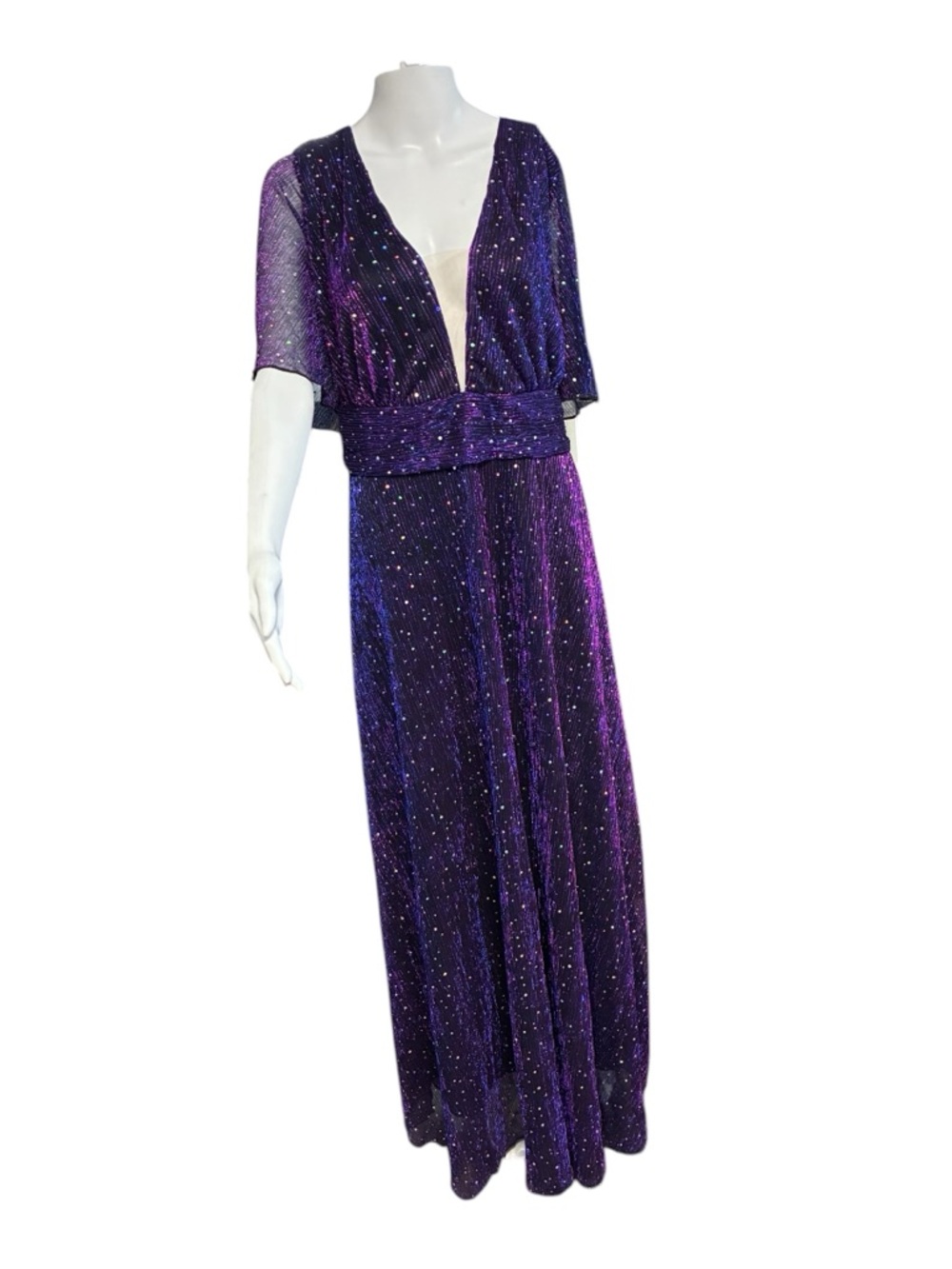 FlyCurvy Women’s Purple/Blue Color-shifting Sequin Maxi Dress Sz. 3X